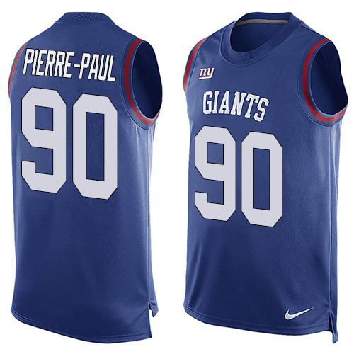  Giants #90 Jason Pierre Paul Royal Blue Team Color Men's Stitched NFL Limited Tank Top Jersey